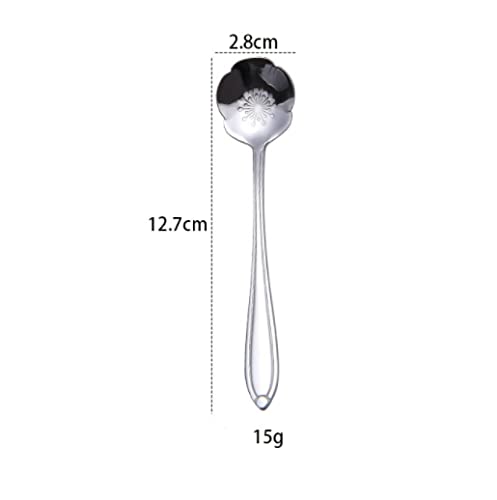 4pcs Stainless Steel Cherry Blossom Spoon Coffee Spoon Rose Flower Spoon Wedding Gift Bird's Nest Gift Spoon Honey Spoon (silver-A2)