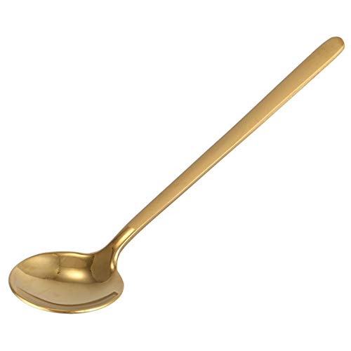 Wjq&linyuzi 4pcs/Set Round Shape Coffee Spoon Stainless Steel Mini Teaspoons Sugar Dessert Spoon Ice Cream Soup Spoon Kitchen Accessories, Gold, 001, 13.5x3cm