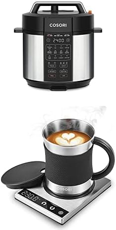 Coffee Mug Warmer & Mug Set, Beverage Cup Warmer For Desk Home Office Use, Coffee Gifts, Electric 24 Watt, Touch Tech & LCD Digital Display, 304 Stainless Steel, 17 Oz, Mug Lid