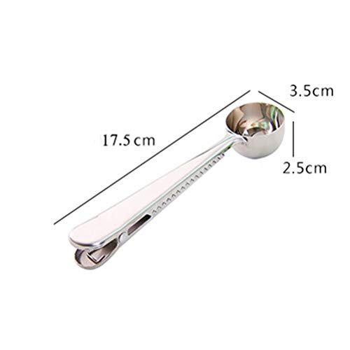 2 In 1 Stainless Steel Coffee Scoop Clip, Coffee Spoon, Long Handle Tablespoon Stainless Steel Coffee Spoon With Bag Clip For Coffee, Tea (Silver)
