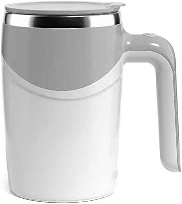 Automatic Magnetic Stirring Coffee Cup, Self Stirring Mug Auto Self Mixing Stainless Steel Cup For Coffee Tea Hot Chocolate Milk Mug Fit Home Office Travel (Not Include Battery)-Light Grey