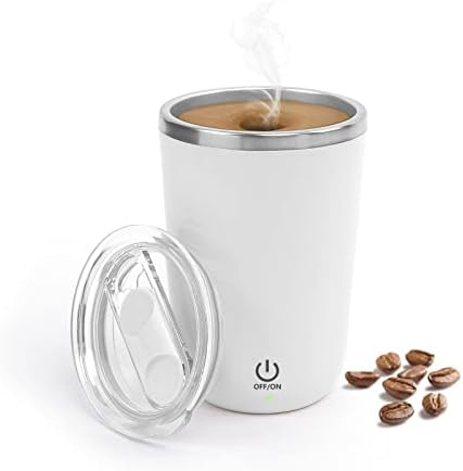 Self Stirring Coffee Mug, Magnetic Stirring Cup Rechargeable Automatic Stirring Cup, Stainless Steel Self Mixing Mug Self Stirring Mug For Coffee Tea Hot Chocolate Milk - 350ml/12oz (Beige)