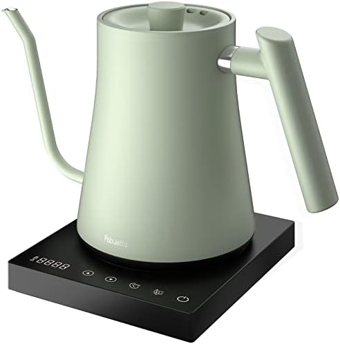 Gooseneck Electric Kettle Fabuletta Electric Kettle Temperature Control 100% Stainless Steel Inner Lid & Bottom Pour Over Coffee Kettle & Tea Kettle 1200W Quick Heating 1L Tea Pot For Family