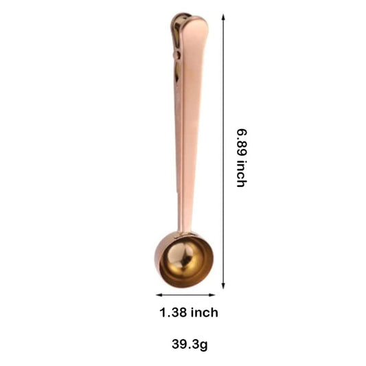 Coffee Scoop Clip Multifunctional 304 Stainless Steel Coffee Spoon With Sealing Clamp Scoop Cafe Tool Perfect For Coffee Powdered Milk Tea Kitchen Tools 2 In 1 Multifunctional Food Spoon