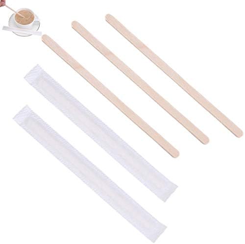 Disposable Wooden Coffee Stir Sticks Birchwood Tea Stir Sticks Kitchen Accessory Mixing Coffee Drinks Beverages Paper Wrapped Wooden Stirrers 1000pcs (5.5 Inch Premium Quality)