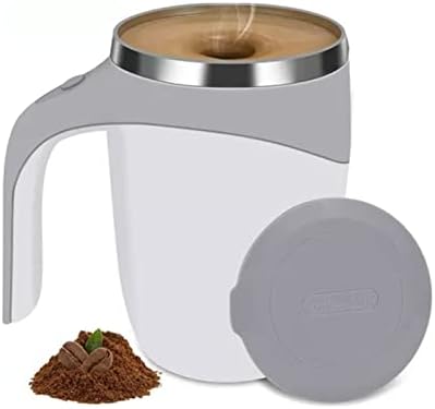 Electric Magnetic Stirring Coffee Mug, Stainless Steel Mixing Mug Travel Cup Automatic Mixing Cup For Coffee Milk Cocoa, 380ML (White)