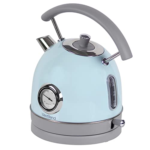 Electric Kettle Retro-Styled Stainless Steel 1500 Watts With Auto-Shutoff & Boil-Dry Protection, 1.7-Liter, Blue