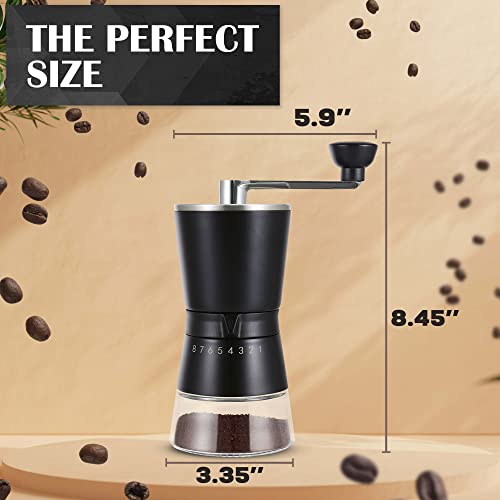 Manual Coffee Grinder With 8 Adjustable Coarseness Settings, Hand Crank Coffee Mill With Stainless Steel Burr, French Press, Pour Over, Drip Coffee