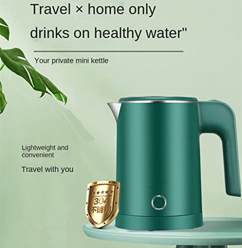 Mall Portable Electric Kettle, 0.6L Mini Stainless Steel Travel Kettle, Portable Mini Hot Water Boiler Heater, Quiet Fast Boil & Cool Touch With Boil-Dry Protection (Green)