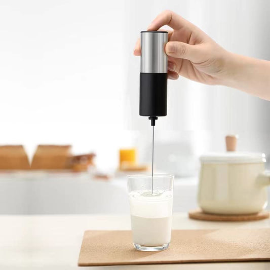 Milk Frother Handheld For Coffee, Electric Milk Frother Foam Maker Battery Operated Whisk Drink Mixer, Stainless Steel Mini Foamer For Coffee, Frappe, Latte, Matcha, Hot Chocolate