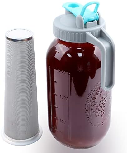 Ason Jar Cold Brew Coffee Maker 64 OZ (2 Quart) Wide Mouth Cold Brew Pitcher With Brew Filter For Coffee, Iced Tea, Sun Tea, Lemonade