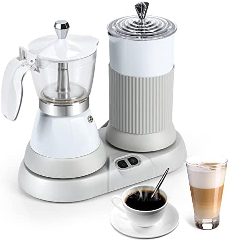 Espresso Machine,Portable Espresso Coffee Maker And Cappuccino Latte Machine With Milk Frother,Espresso Maker With Steamer,2 In 1 Moka Pot For Home,Office And Travel,2-3 Cups,Aluminum