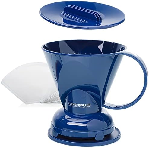 Coffee Dripper And Filters, Large 18 Oz (Cloud)| Barista's Choice| Safe BPA Free Plastic|Includes 100 Filters