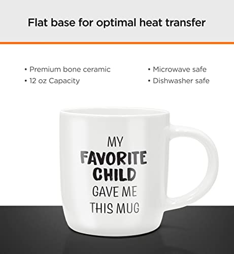 SoHo Funny Coffee Mug With Warmer Gift For Mom, Electric Heated Coffee Lover Gifts For Mothers Day/Birthday/Christmas, 12oz My Favorite Child Gave Me This Mug (Gift Boxed)