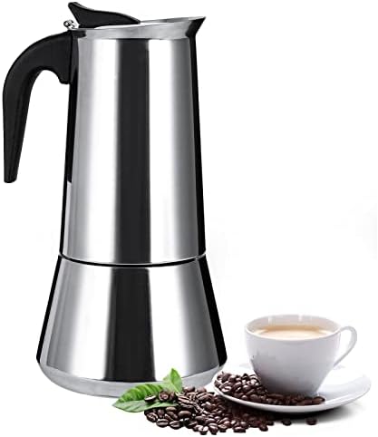 Stainless Steel Stovetop Moka Pot Espresso Maker Percolator 12 Cup 600ml Portable Italian Greca Cuban Coffee Maker For Big Family Home Office Camping, Work With Gas Electric Ceramic Stovetop