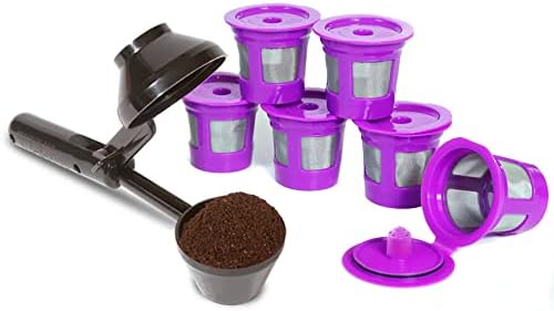 2-Item Bundle: 4-Pack Cafe Save Reusable K Cup Coffee Filters + EZ-Scoop 2 Tbsp Coffee Scoop With Integrated Funnel, Refillable Coffee Pod Capsule For Use With Keurig & Select Single Cup Coffee Maker