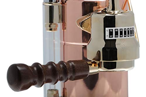 ESPCO-16 Esperto "Competente" Espresso Machine, Chrome/Brass, 16 Cups Capacity, Larger 38-Ounce Boilers With Mounted Pressure Gauge