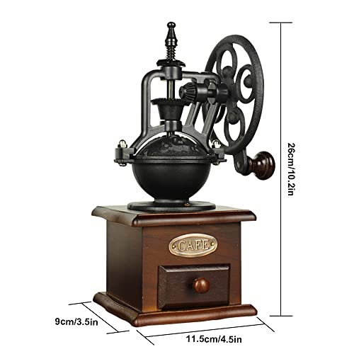 Manual Coffee Grinder Antique Wooden Coffee Grinder Roller Grain Mill Hand Crank Coffee Grinders, Apply To French Press, Espresso, Drip Coffee, Cold & Turkish Brew