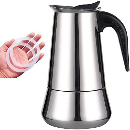 Stovetop Espresso Maker Stainless Steel Moka Pot Espresso Maker Percolator Italian Coffee Maker Capable Moka Coffee Machine Cafe Percolator Maker For Home & Camping-12Cup