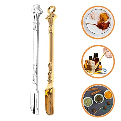 2Pcs Mini Spoons Vintage Measuring Spoon Medicine Spoon Power Scoop Scoop Charms Pendant Kitchen Gadget For Powders Salt Sand Tea Golden Silver 80MM