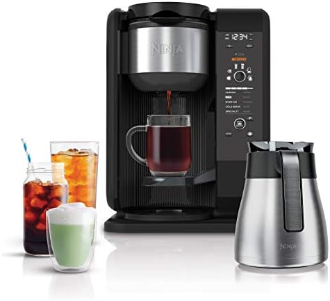 Ninja Hot And Cold Brewed System, Auto-iQ Tea And Coffee Maker With 6 Brew Sizes, 50 Fluid Ounces, 5 Brew Styles, Frother, Coffee & Tea Baskets With Glass Carafe (CP301)