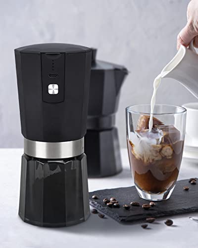 Small Electric Conical Burr Coffee Grinder, One-touch Portable Ceramic Burr Grinders For Coffee Beans With Adjustable Burr And Removable Chamber, Type-C Rechargeable Coffee Bean Grind, Travel