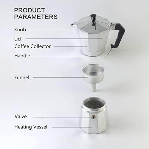 Iconic Stovetop Espresso Maker,Espresso And Coffee Maker, Makes Real Italian Coffee,Moka Pot For Classic Italian And Cuban Café Brewing,Moka Pot 2 Cup,Silver