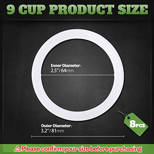 8 Pcs Replacement Spare Food Grade Silicone (Better Than Rubber) Gasket Seal Ring For Aluminium Stovetop Coffee Maker Pots Moka Express Dama Bialetti 9 Cups.
