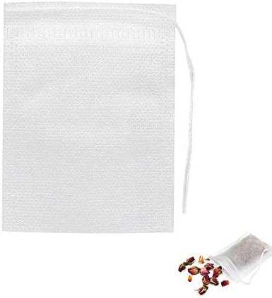 200 Pcs Disposable Tea Filter Bags Empty Cotton Drawstring Seal Filter Tea Bags For Loose Leaf Teal(3.54 X 2.75 Inch)