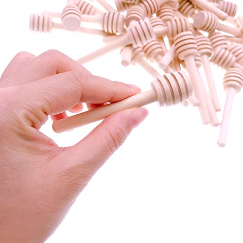 JZK 50 X Wood Honey Dipper Drizzler Sticks Server Honey Spoon For Wedding Birthday Baby Shower Christmas Party Dessert Tool