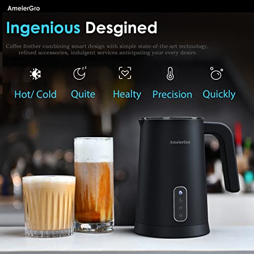 Milk Frother For Coffee,Electric Milk Frother And Steamer, Coffee Frother Electric,4 IN 1 Multifunction,milk Steamer And Warmer,Hot Cold Foam Dense Airy Foamer,matcha Latte Whisk Frother