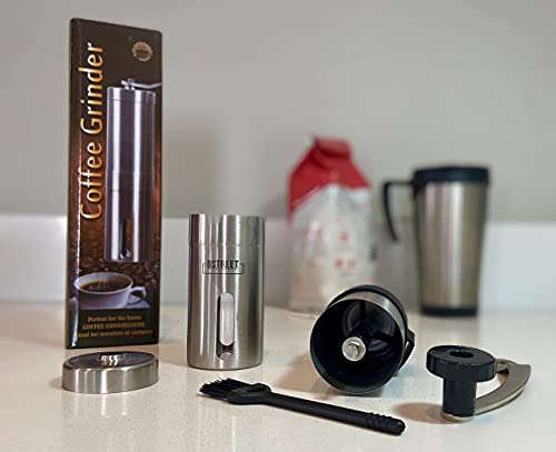 Manual Coffee Grinder - Stainless Steel Conical Ceramic Burr Coffee Bean Grinder For Espresso And French Press - Portable For Travel And Camping - Adjustable Hand Crank For Precision Or Coarse Grind