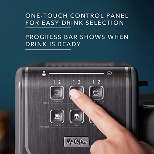 Mr. Coffee® ® One Touch CoffeeHouse+ Espresso, Cappuccino, And Latte Maker,530 Ml, Grey
