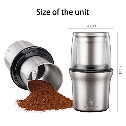 -7412M Electric Spice Grinder And Coffee Grinder, Grinder And Chopper,detachable Cup, Diswash Free, Blade & Cup Made With SUS304 Stianlees Steel