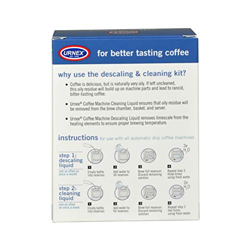 Coffee Maker Cleaner And Descaler Kit - 2 Single Use Bottles - Professional At Home Coffee Machine Cleaning And Descaling