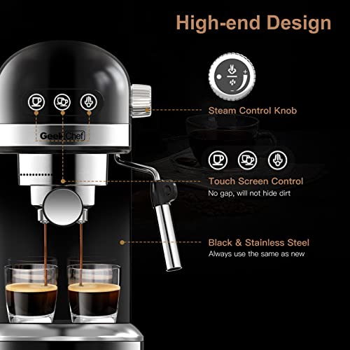 Espresso Machine 20 Bar, Fast Heating Automatic, Compact Coffee Maker With Milk Frother Steam Wand, Latte & Cappuccino Maker For Espresso, 1.4L Water Tank, 1350W