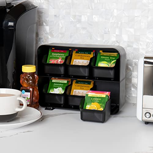 6 Drawer Tea Bag Holder And Organizer, Black