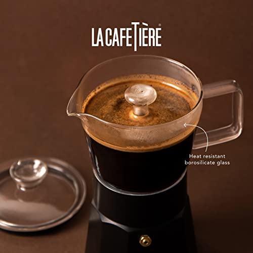 Verona Glass Espresso Maker, Black, 6 Cup, Gift Boxed