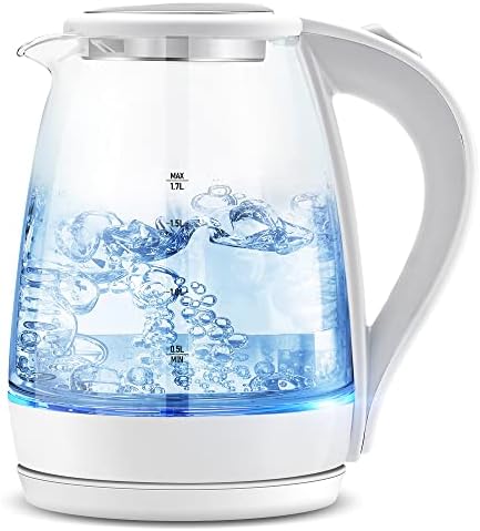 Electric Kettle - 1.7L Hot Water Boiler - Glass Tea Kettle With Wide Opening And Led Indicator, Auto Shut-Off And Boil-Dry Protection - Series 9460