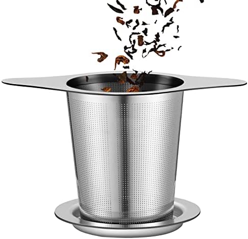 Tea Infuser Basket, Extra Fine Mesh Tea Strainers For Loose Tea, 18/8 Stainless Steel Loose Leaf Tea Steeper With Coaster Lid And Double-sided Handle, Tea Diffuser With Large Capacity