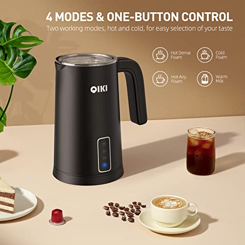 Milk Frother, 4 IN 1 Electric Milk Steamer, Frother For Coffee, Automatic Silent Hot & Cold Foam Maker With 4 Whisks For Latte, Cappuccinos, Milk Warmer Heater, Non-Stick Interior, Black
