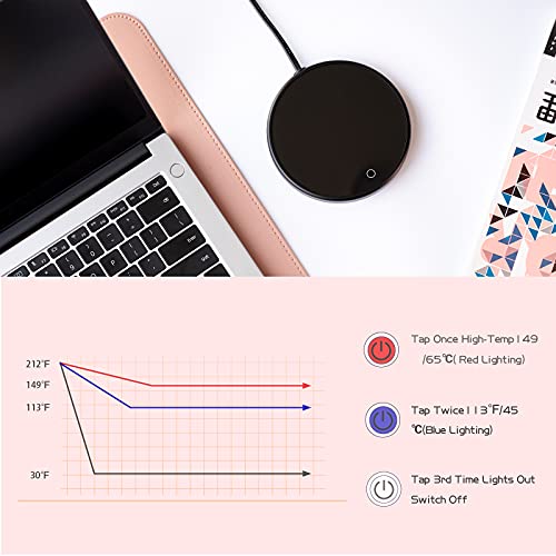 Coffee Warming Mug, Electric Coffee Warmer For Desk Use Beverage Cup Candle Wax Heater Plate Touch Control Cups Mug Hot Thermostat Heating Coffee, Beverage, Milk, Tea And Hot(Gold)