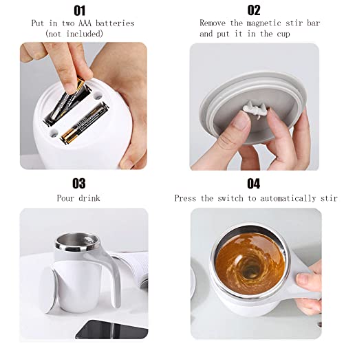 Automatic Magnetic Stirring Coffee Mug, Self Stirring Mug Magnetic Stirring Cup Rotating Home Office Travel Mixing Cup Suitable For Coffee/Milk/Tea/Hot Chocolat (White)