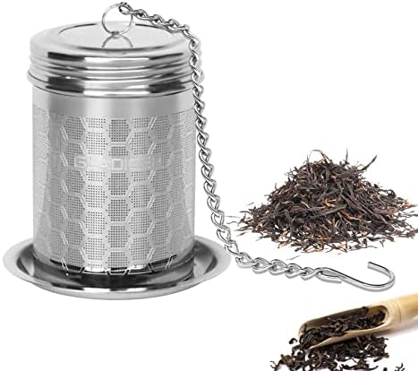Tea Infuser, Tea Strainer Fine Mesh Tea Filter 304 Stainless Steel Honeycomb Design With Extended Chain Hook To Brew Loose Leaf Tea Small 210601-2