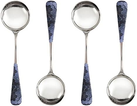 Tainless Steel Coffee Round Spoon,Korean Dessert Spoon,Fish Scale Pattern Mixed Color Tea Spoon For Home, Kitchen Or Restaurant, Set Of 4 Coffee Spoons, 6 Inches.