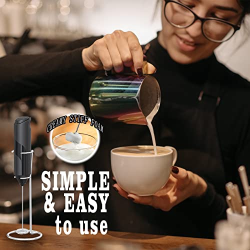 Electric Milk Frother Handheld, Battery Operated Whisk Beater Foam Maker For Coffee, Cappuccino, Latte, Matcha, Hot Chocolate, Mini Drink Mixer,Multi-Function Blender,Frother With Stand(Red)
