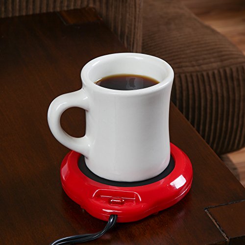 - Mug Warmer, Multipurpose Heating Pad For Desktop Heated Coffee & Tea Or Candle & Wax Warmer, Red Finish