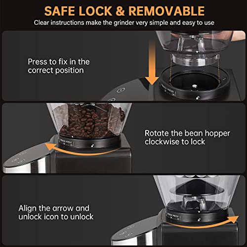Burr Coffee Grinder, Adjustable Electric Coffee Grinder With 35 Precise Grind Setting, Coffee Bean Grinder With 8.46oz Capacity For Aeropress, Drip Coffee, Espresso, French Press, Moka Pot