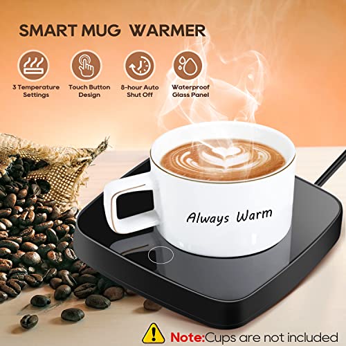 Coffee Mug Cup Warmer For Desk Auto Shut Off Use, Cup Warmer For Coffee Tea Milk Drink, Mug Warmer For Desk Office Home, Candle Warmer With 3 Temp Settings, Gifts For Men Women