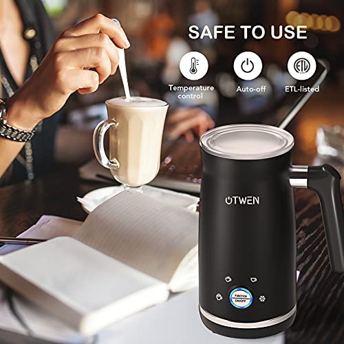 Milk Frother, Electric Milk Frother And Steamer, OTWEN Automatic Hot Cold Milk Foamer, 4 Modes Stainless Steel Quiet High Capacity Milk Warmer For Coffee, Latte, Cappuccino, Macchiato, Hot Chocolates